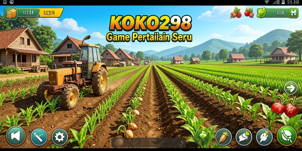 Tangkapan layar gameplay KOKO288 yang menampilkan aktivitas bertani.