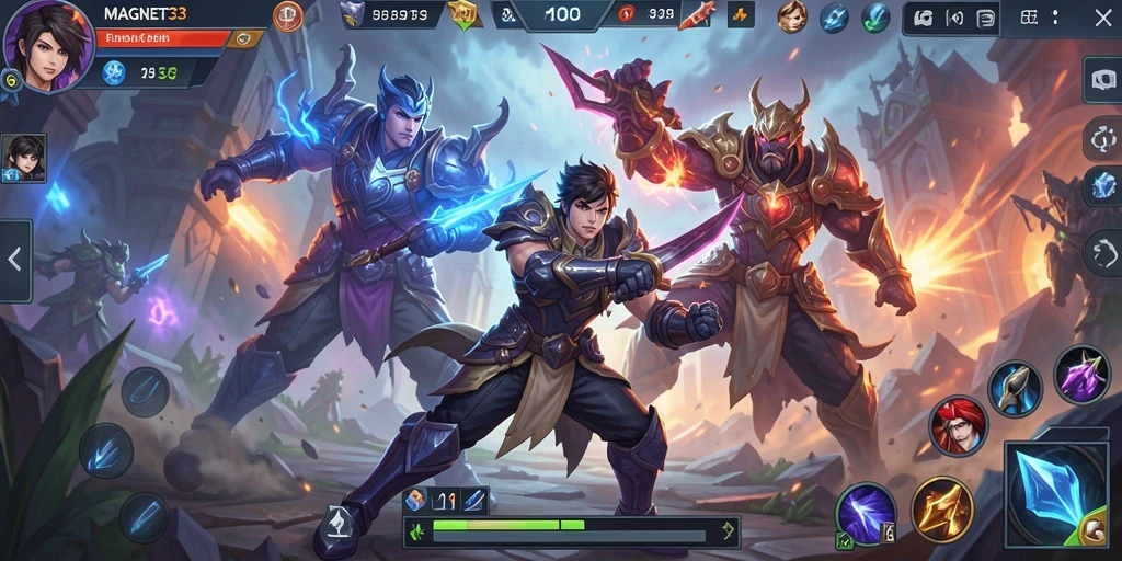 Tangkapan layar menunjukkan action seru dalam permainan MOBA