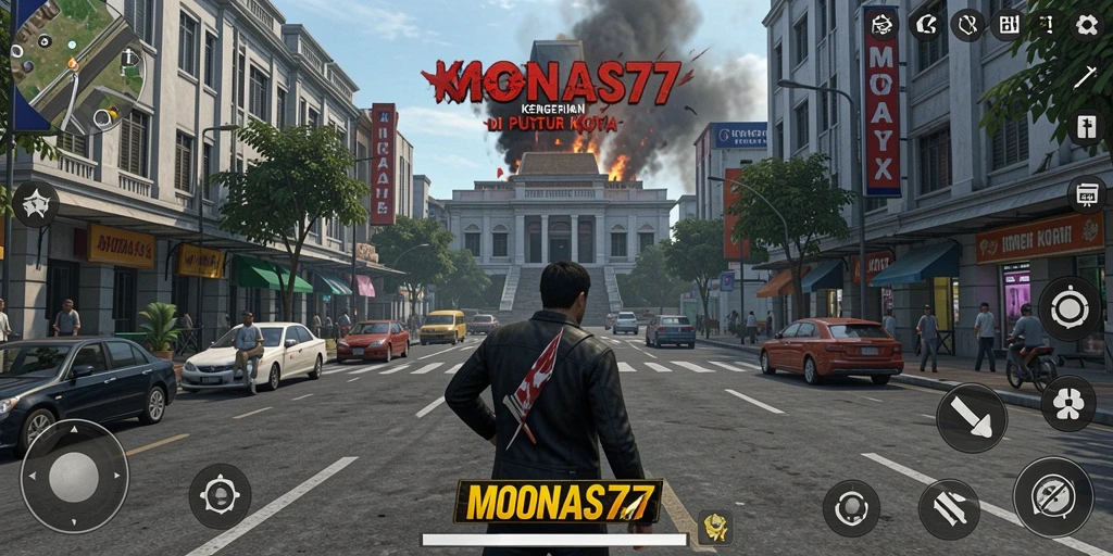 Screenshot MONAS77 menampilkan ketegangan saat menjelajahi lokasi horor.