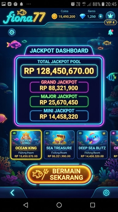 Antarmuka pengguna fiona77 yang ramah dan mudah dinavigasi.